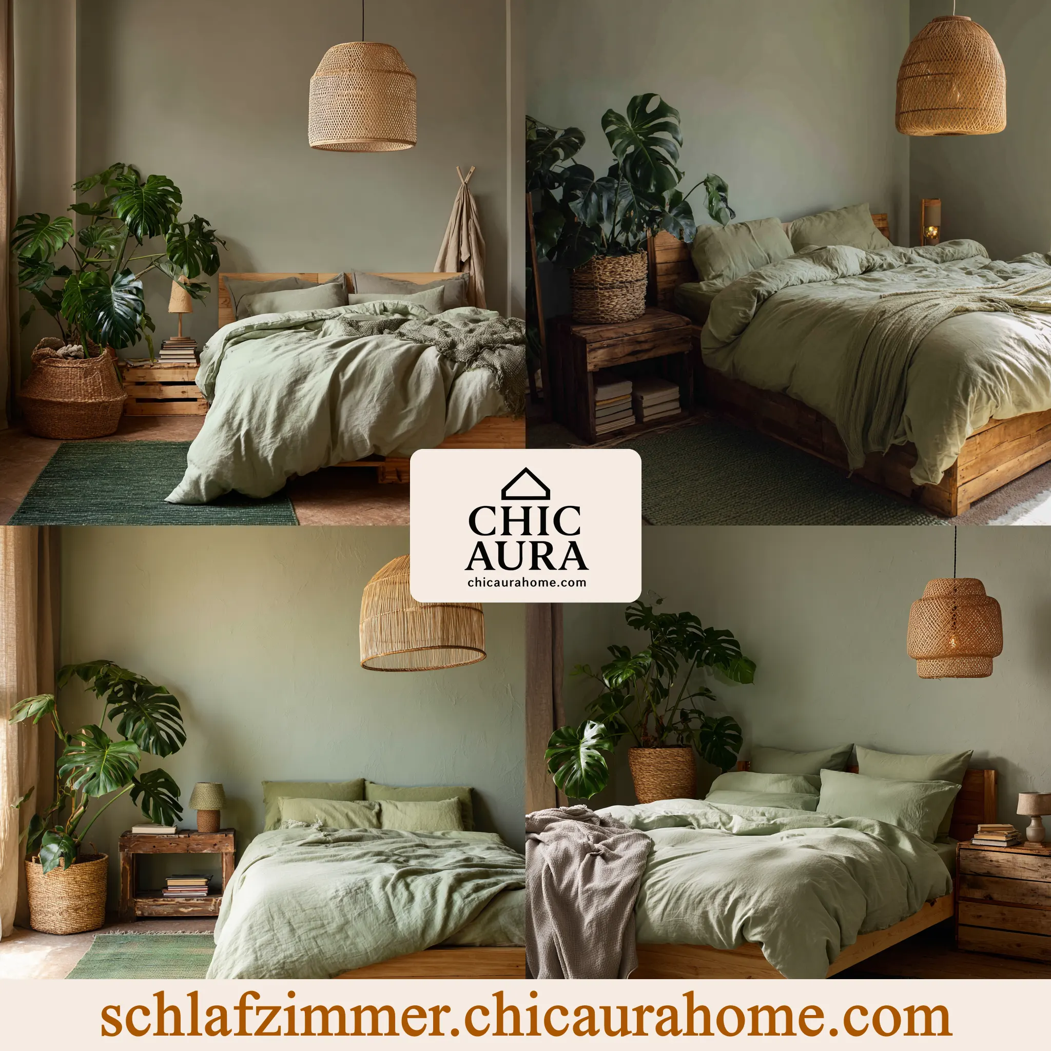 schlafzimmer ideen boho grün