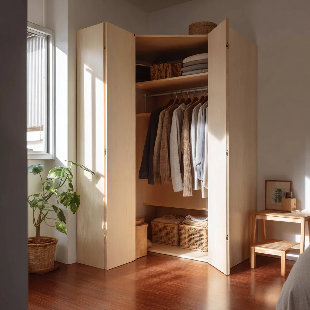 kleiderschrank ideen wenig platz ecke