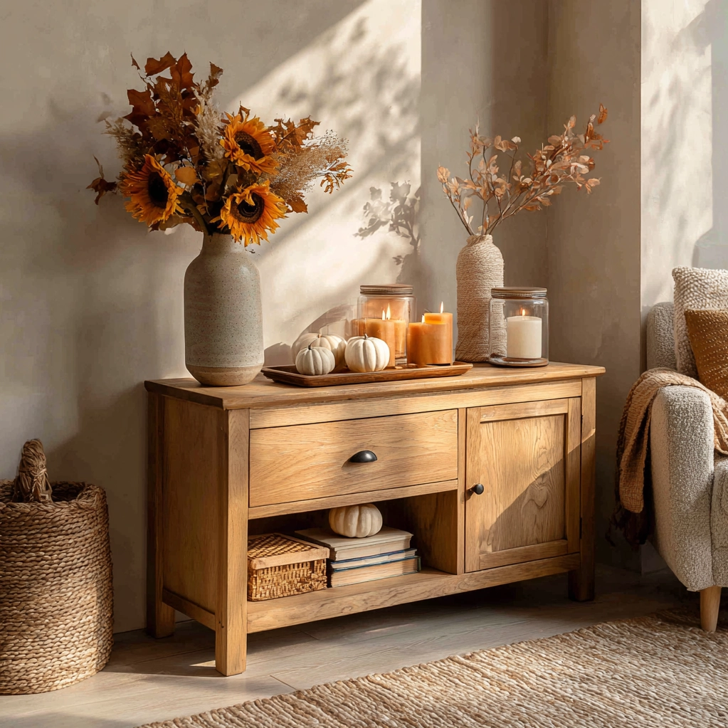 kommode dekorieren herbst