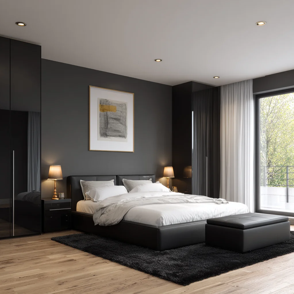 luxus schlafzimmer modern schwarz