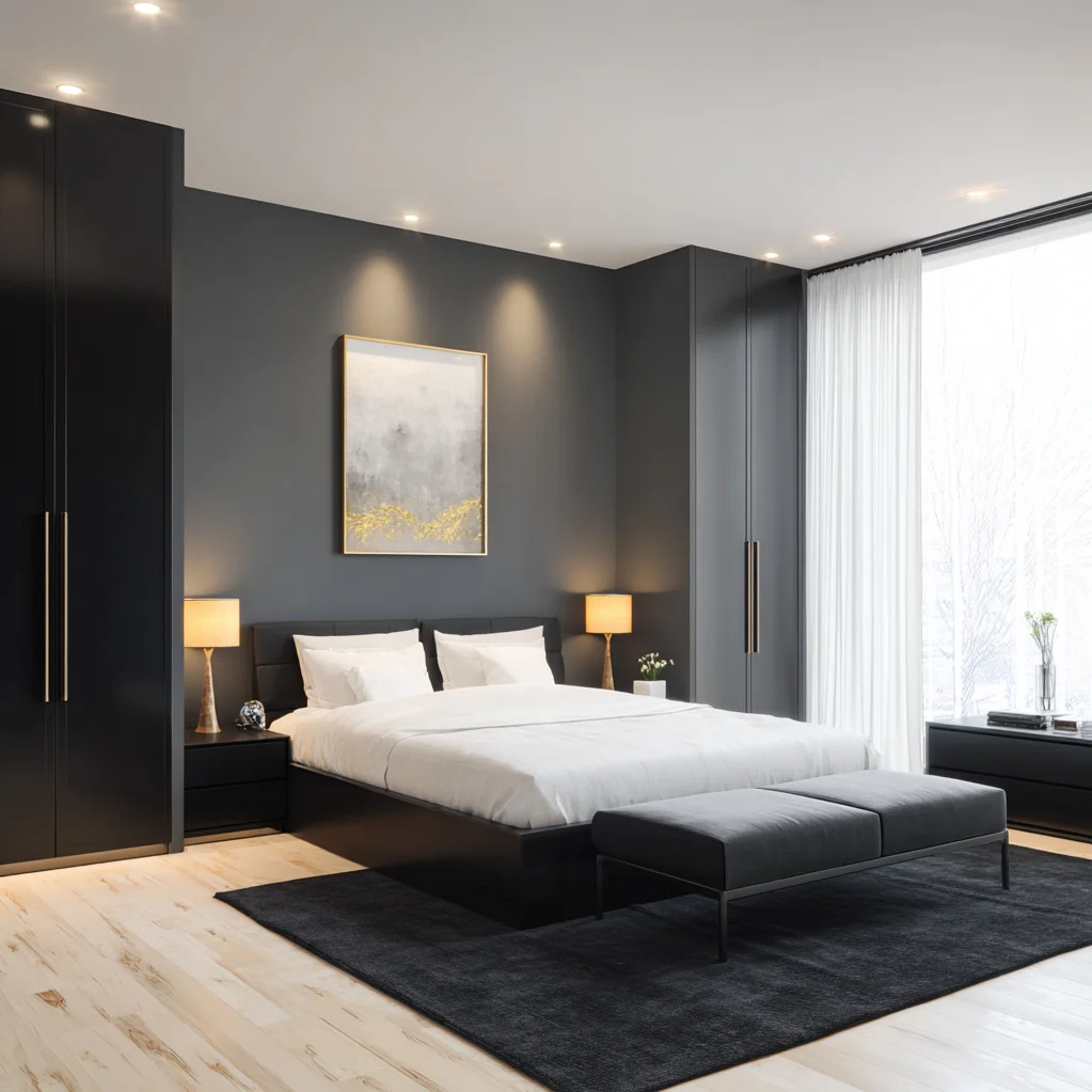 luxus schlafzimmer modern schwarz