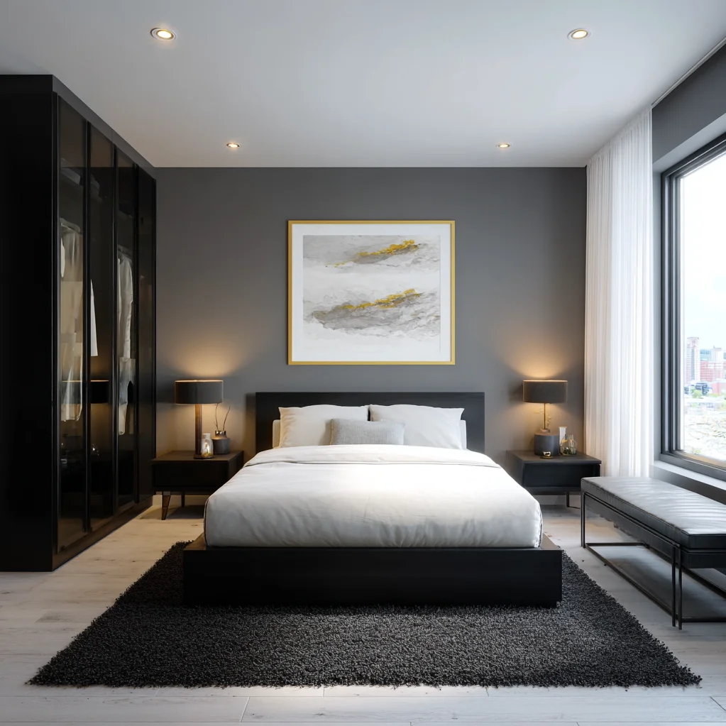 luxus schlafzimmer modern schwarz
