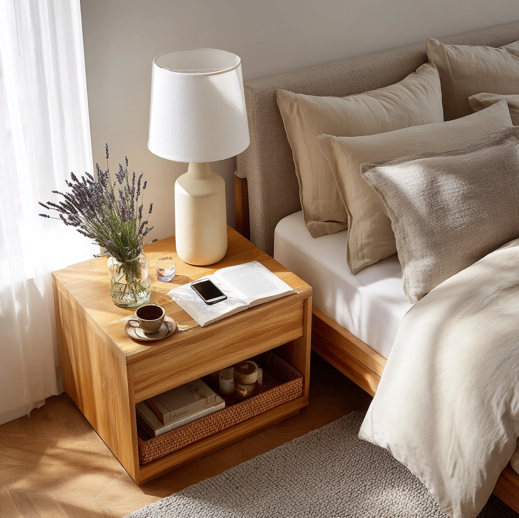 nachttisch dekorieren