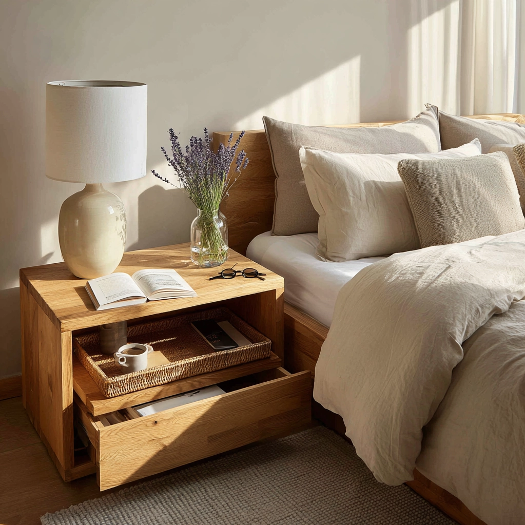 nachttisch dekorieren