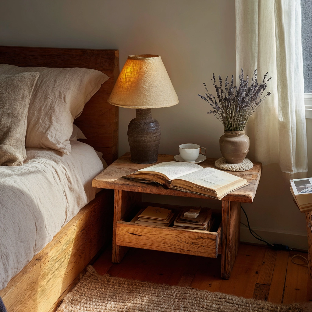 nachttisch dekorieren vintage