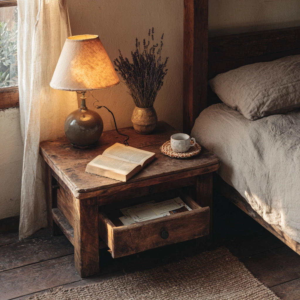 nachttisch dekorieren vintage