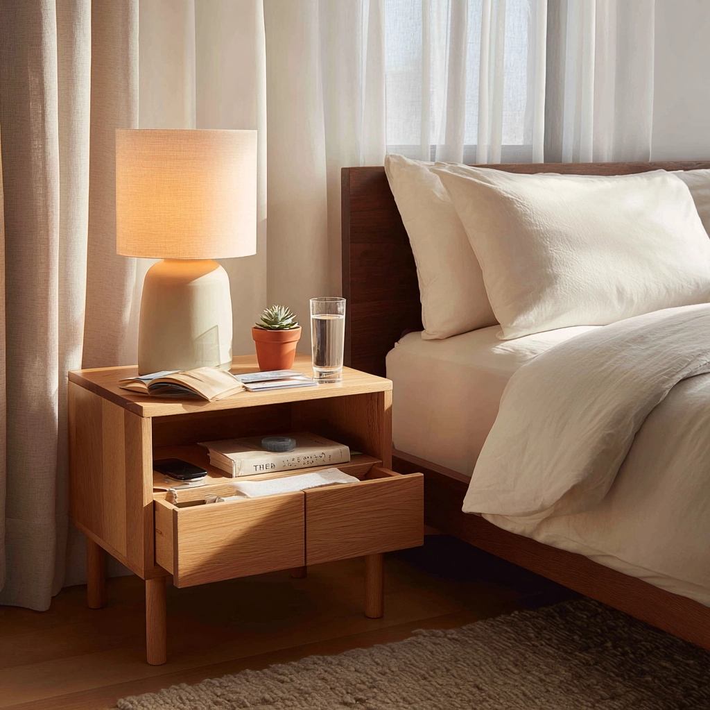 nachttisch dekorieren zimmer