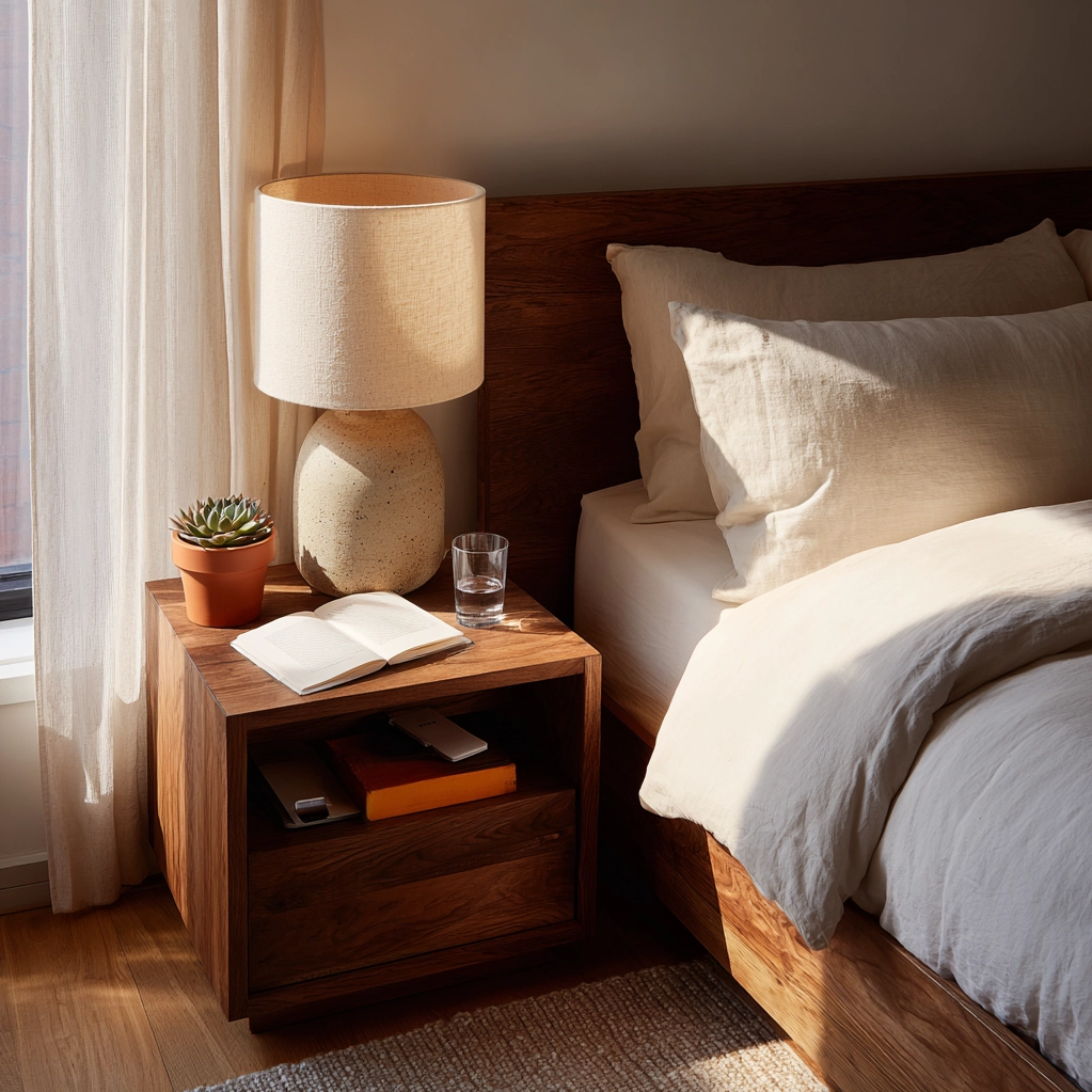 nachttisch dekorieren zimmer