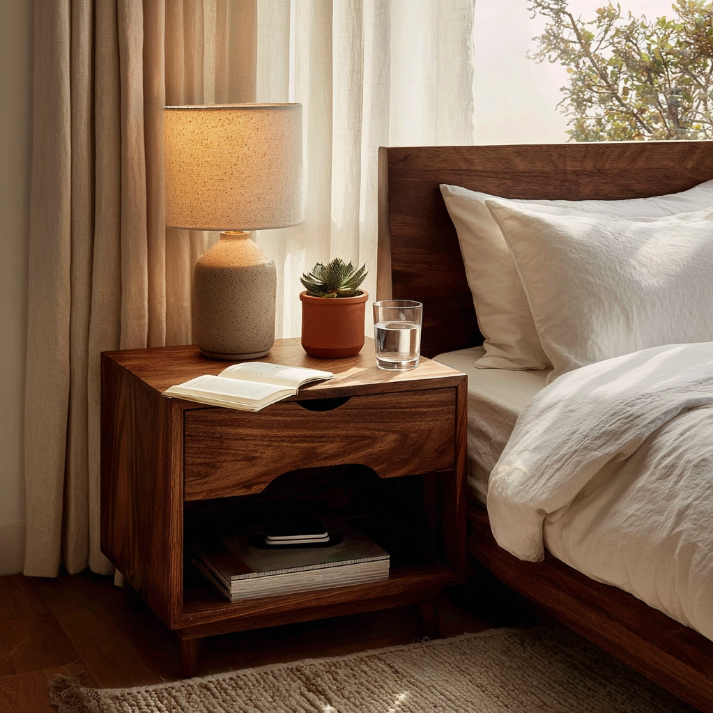 nachttisch dekorieren zimmer