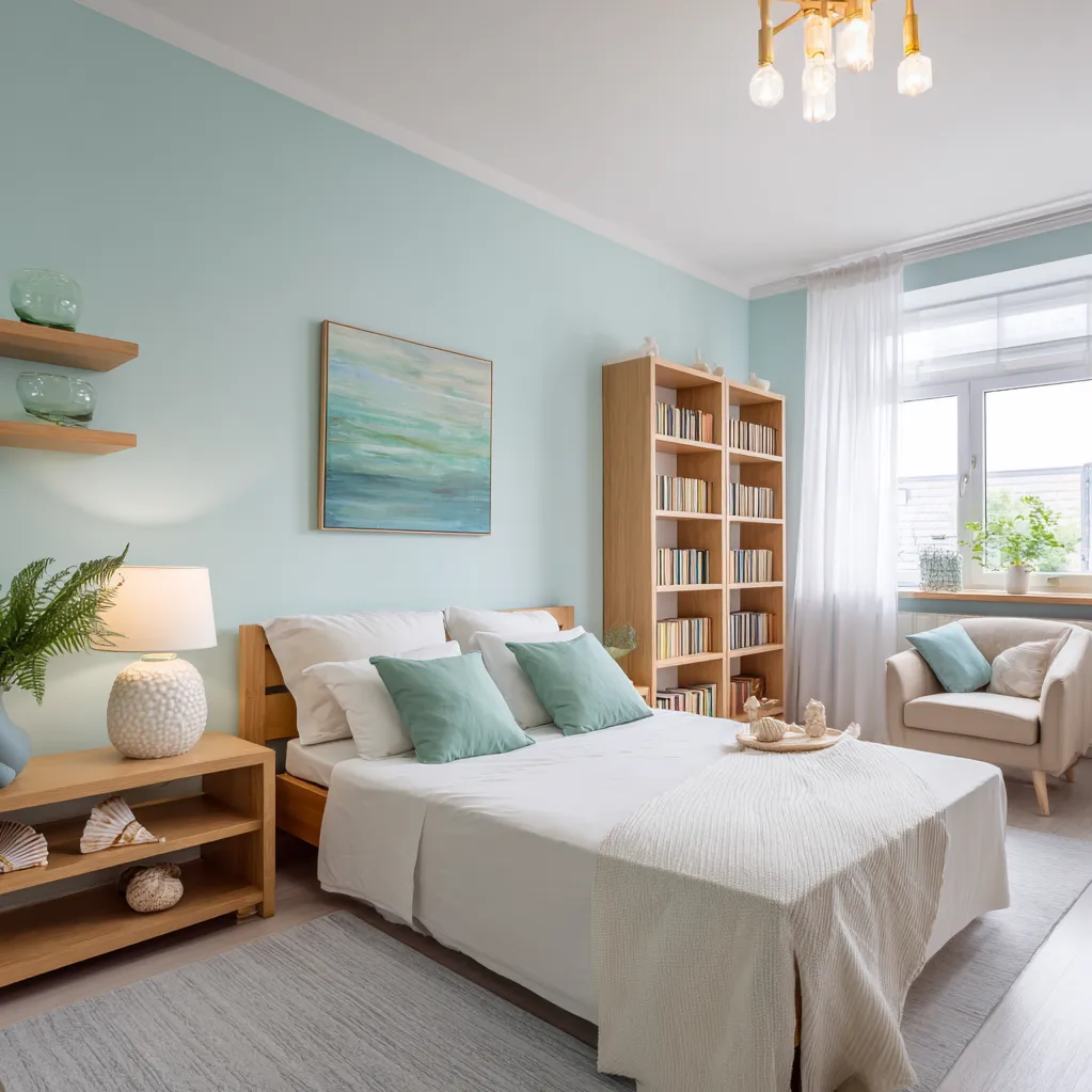 schlafzimmer aquamarin