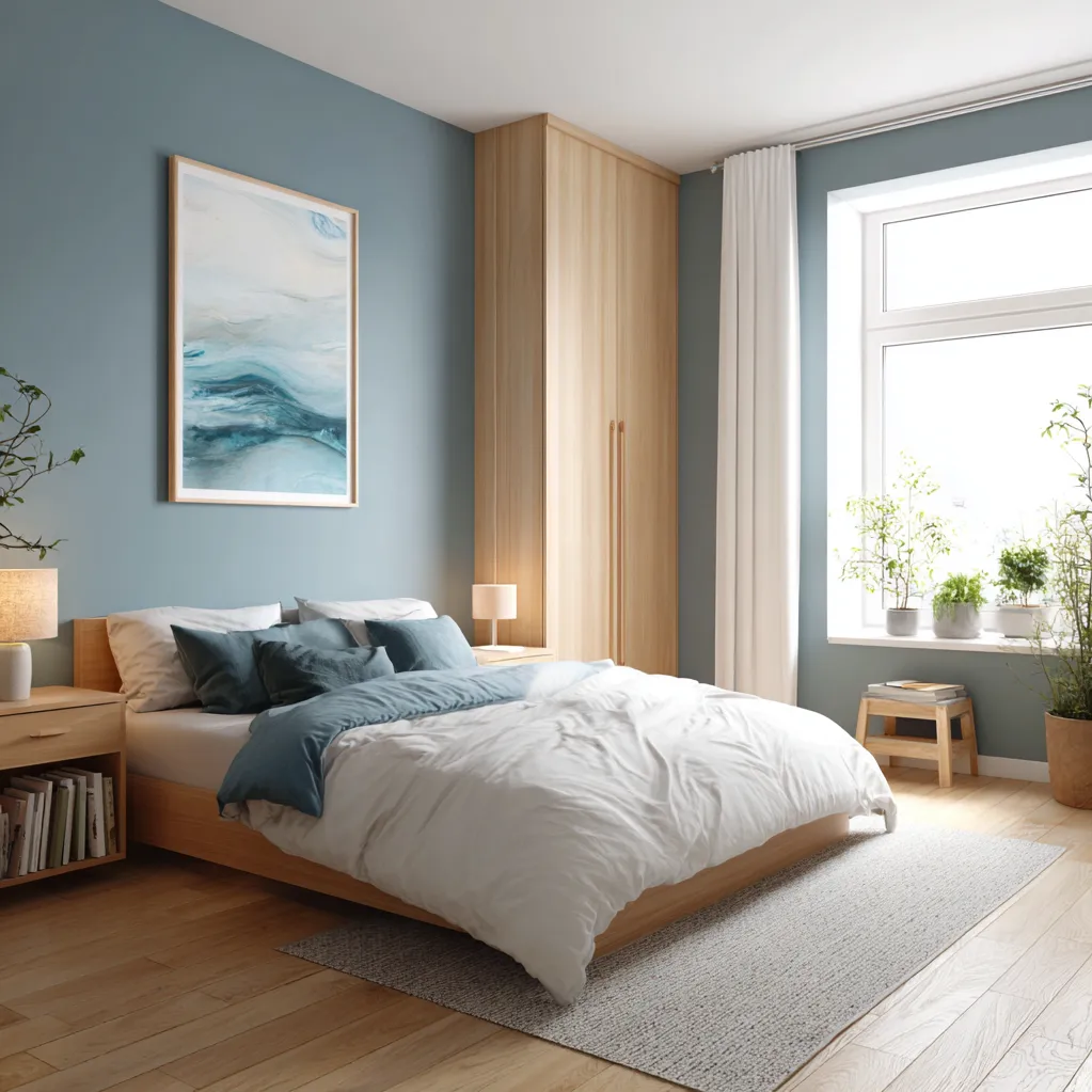 schlafzimmer azurblau