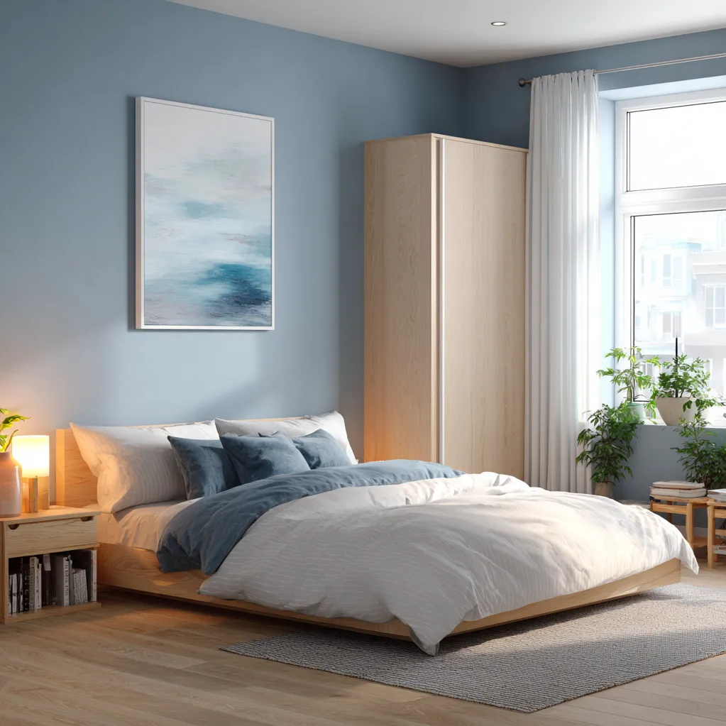 schlafzimmer azurblau