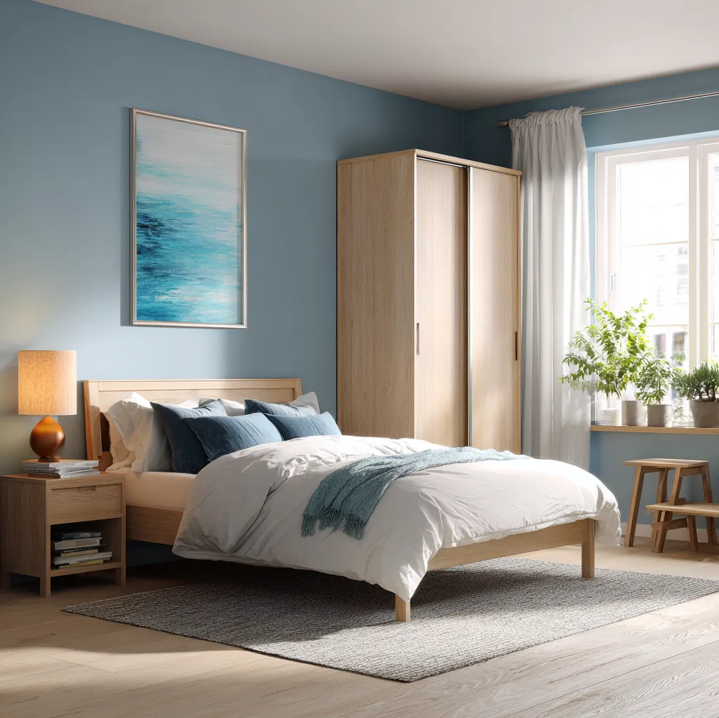 schlafzimmer azurblau