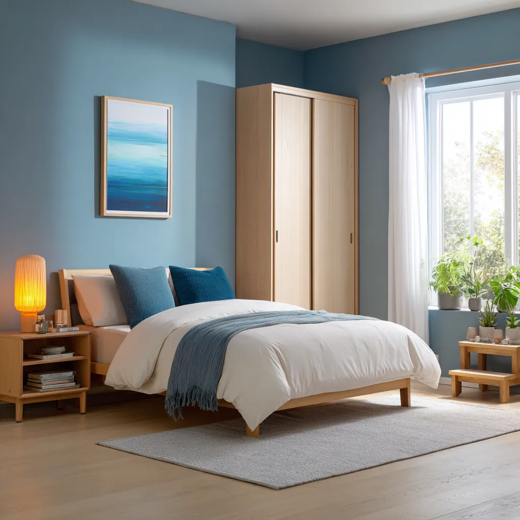 schlafzimmer azurblau