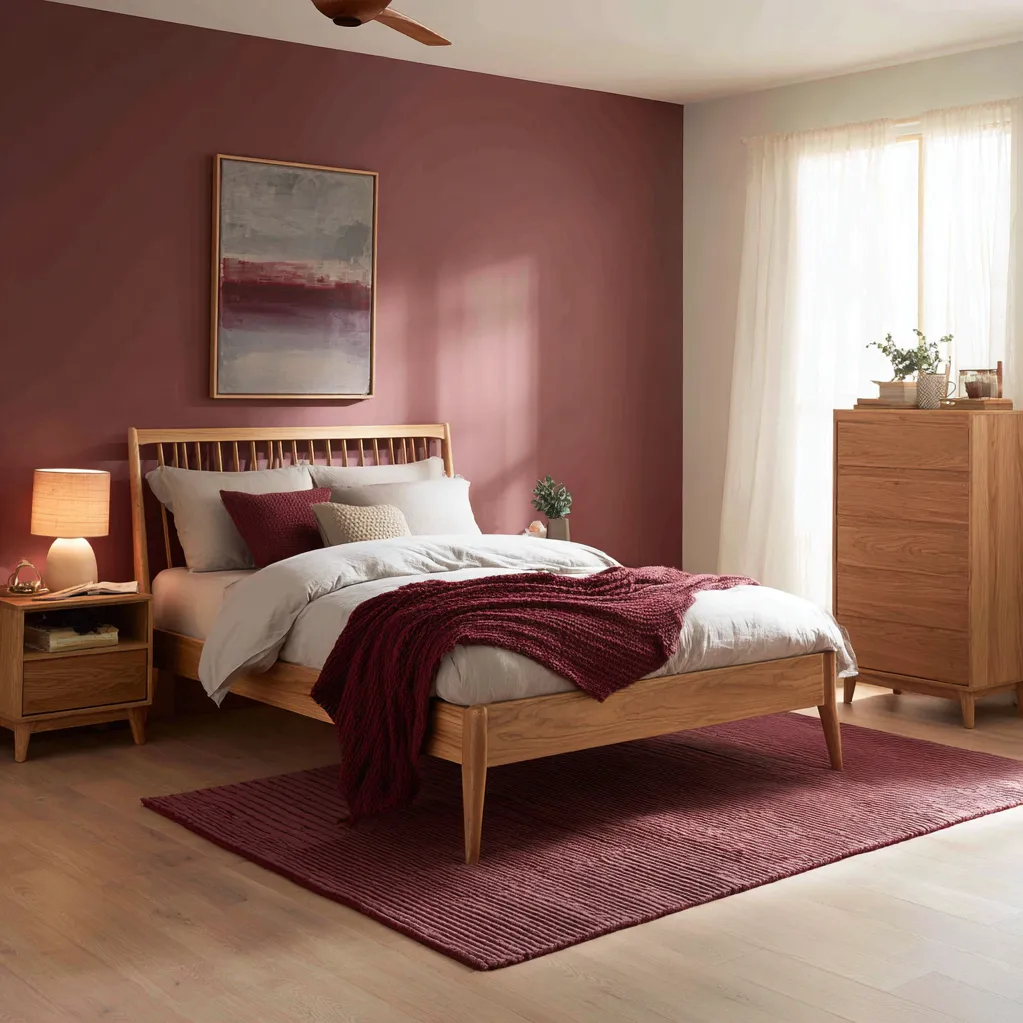 schlafzimmer burgunderrot