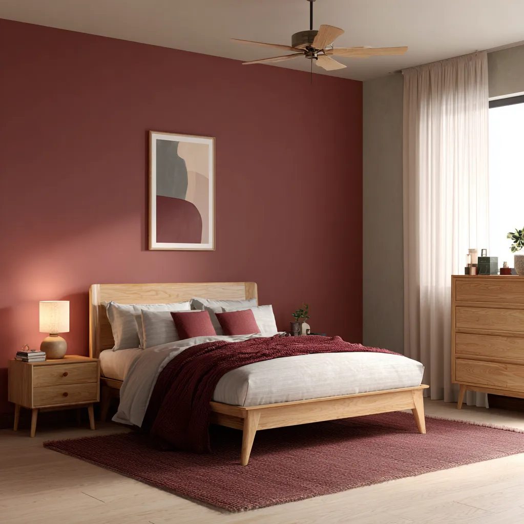 schlafzimmer burgunderrot