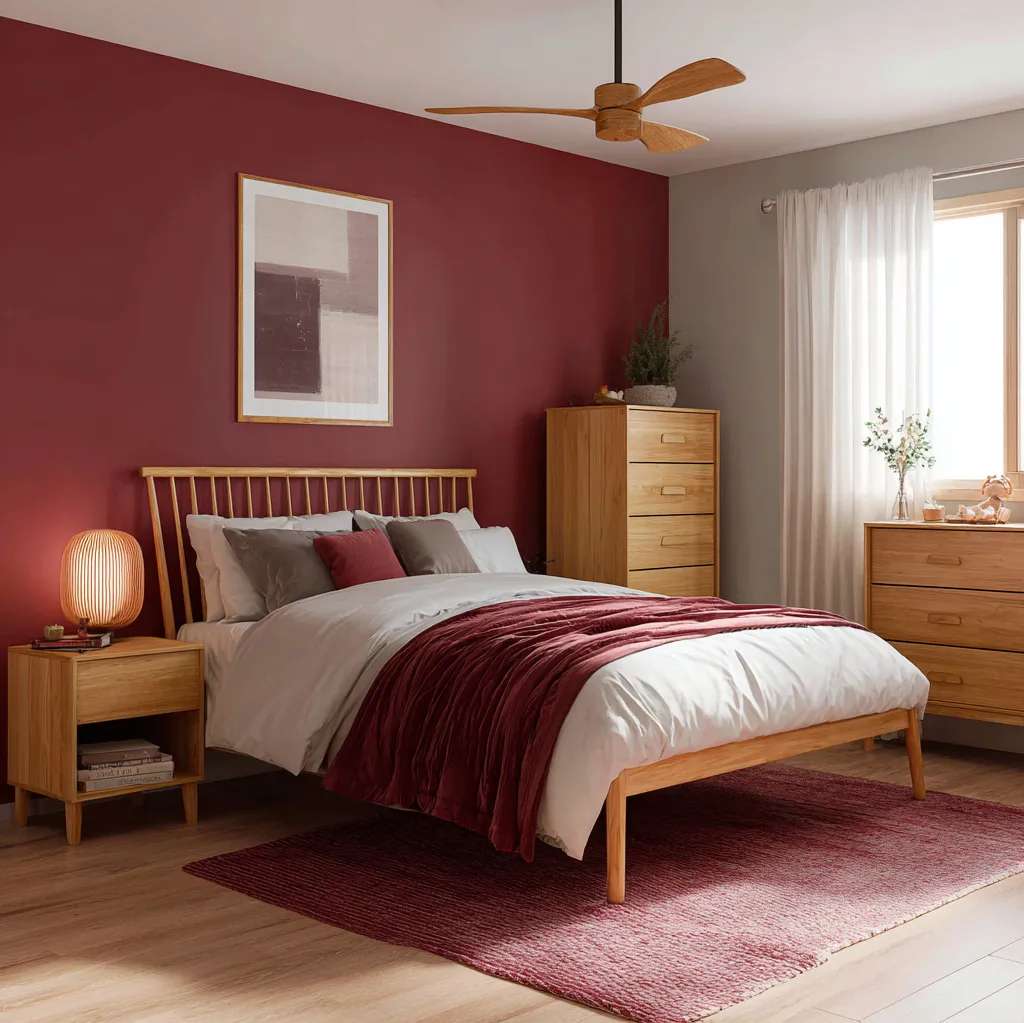 schlafzimmer burgunderrot