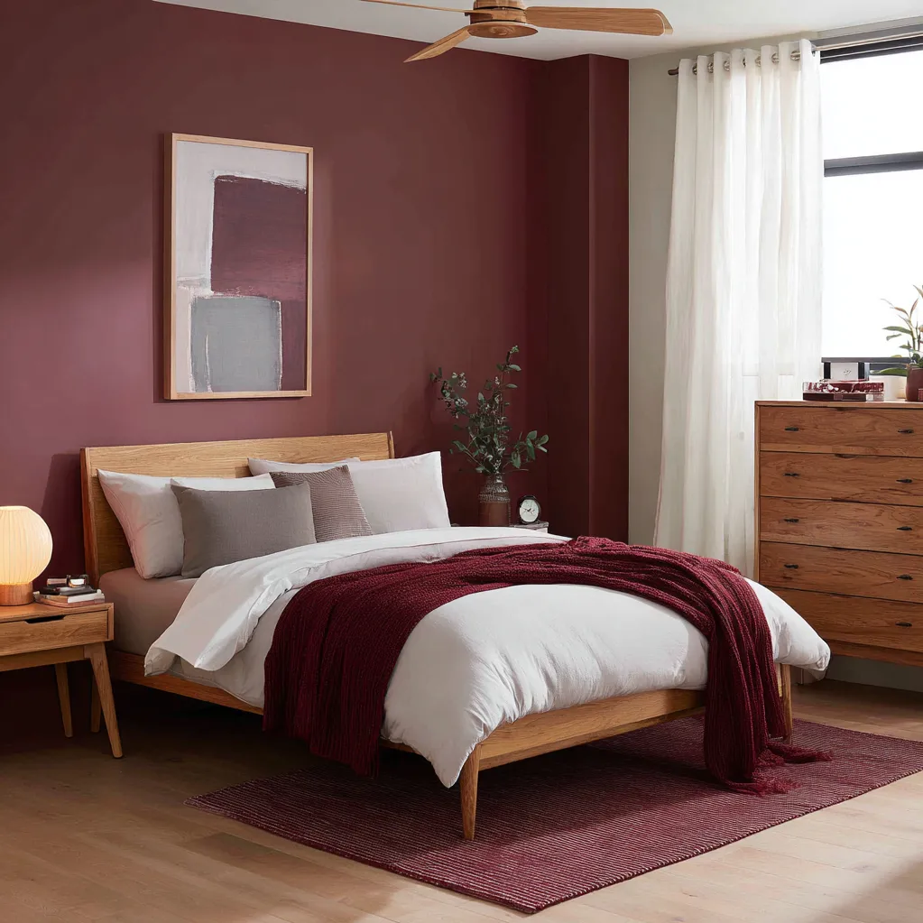 schlafzimmer burgunderrot