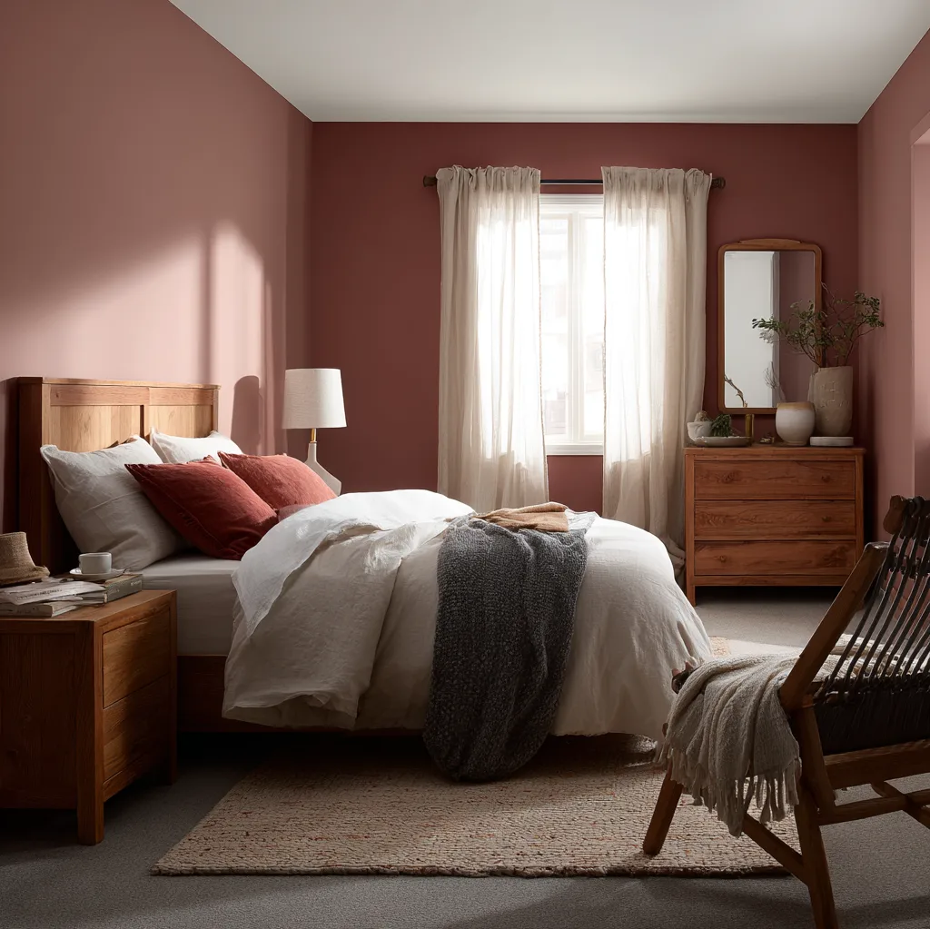 schlafzimmer himbeerrot