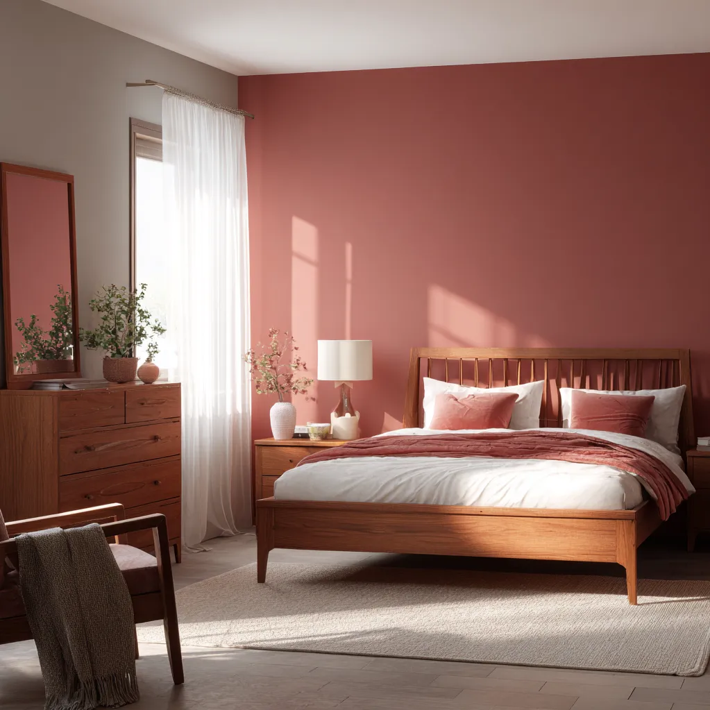 schlafzimmer himbeerrot