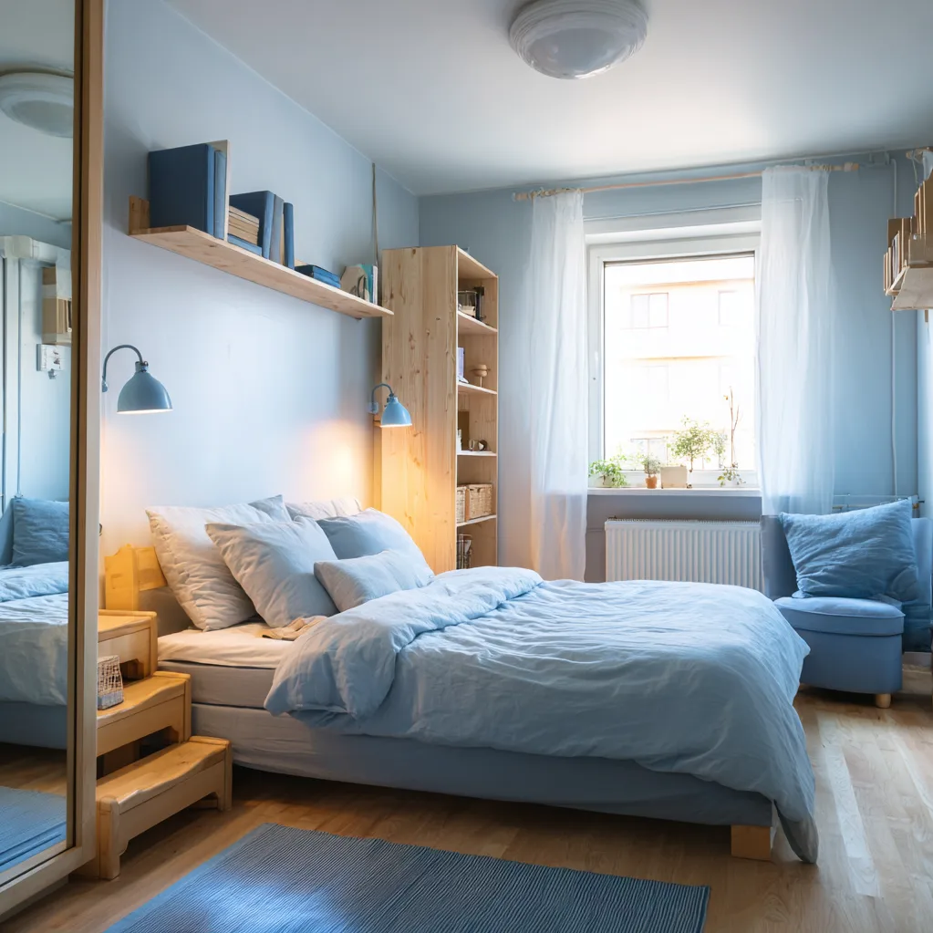 schlafzimmer himmelblau