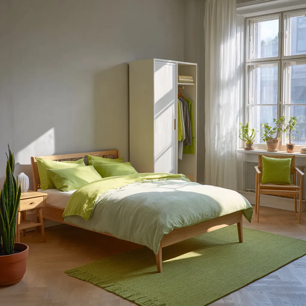 schlafzimmer limette