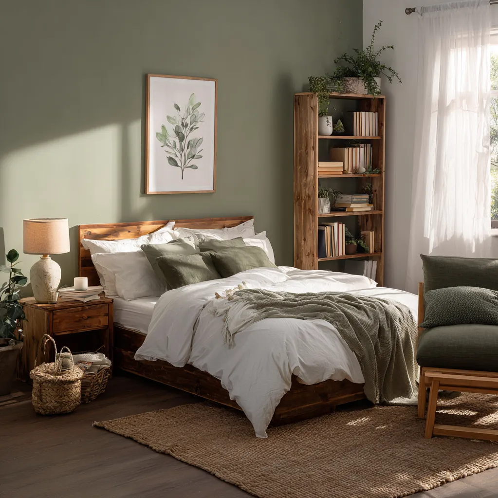 schlafzimmer moosgrün