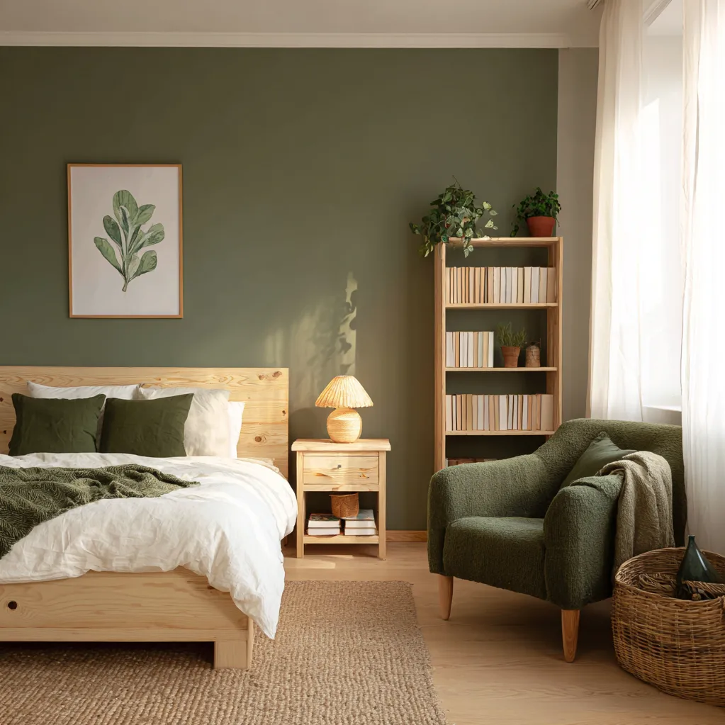 schlafzimmer moosgrün