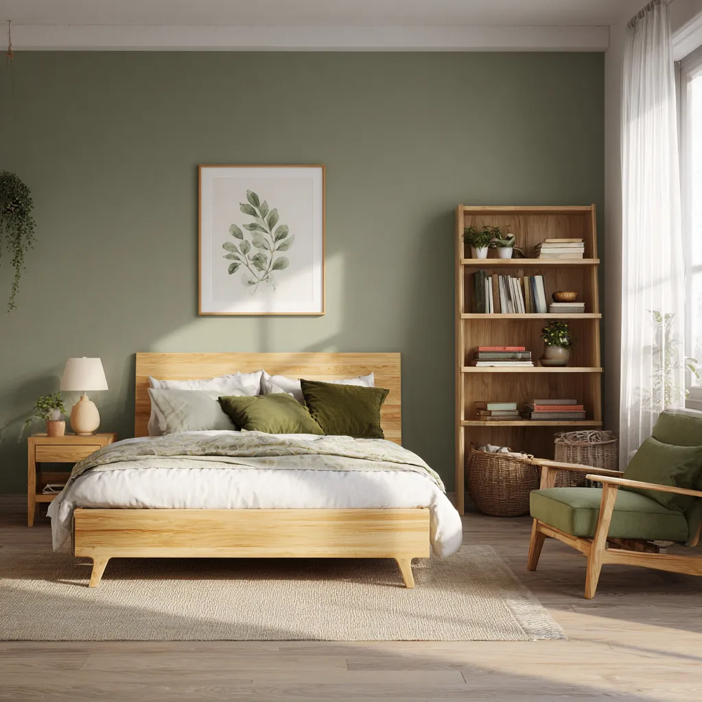 schlafzimmer moosgrün