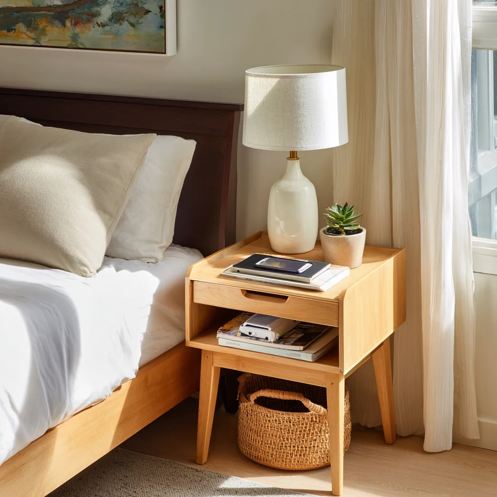 schlafzimmer nachttisch dekoration