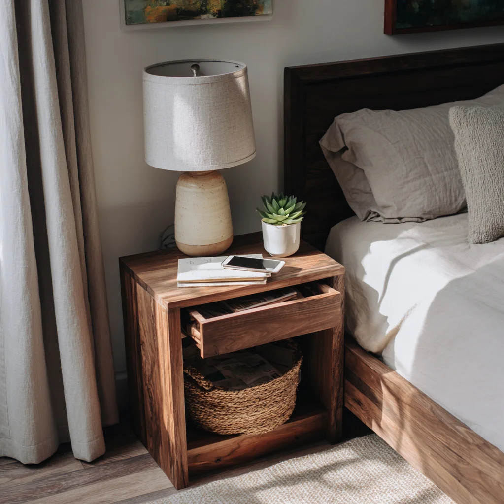 schlafzimmer nachttisch dekoration
