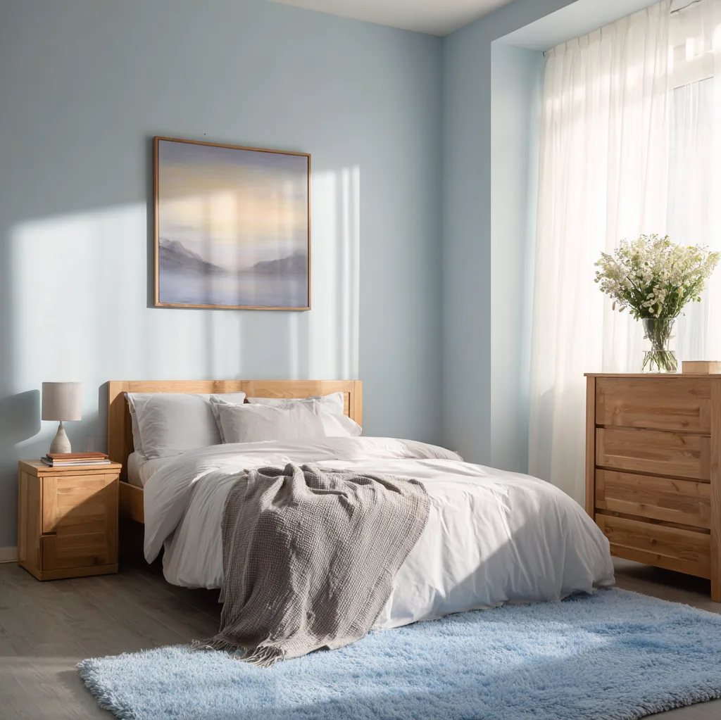 schlafzimmer pastellblau