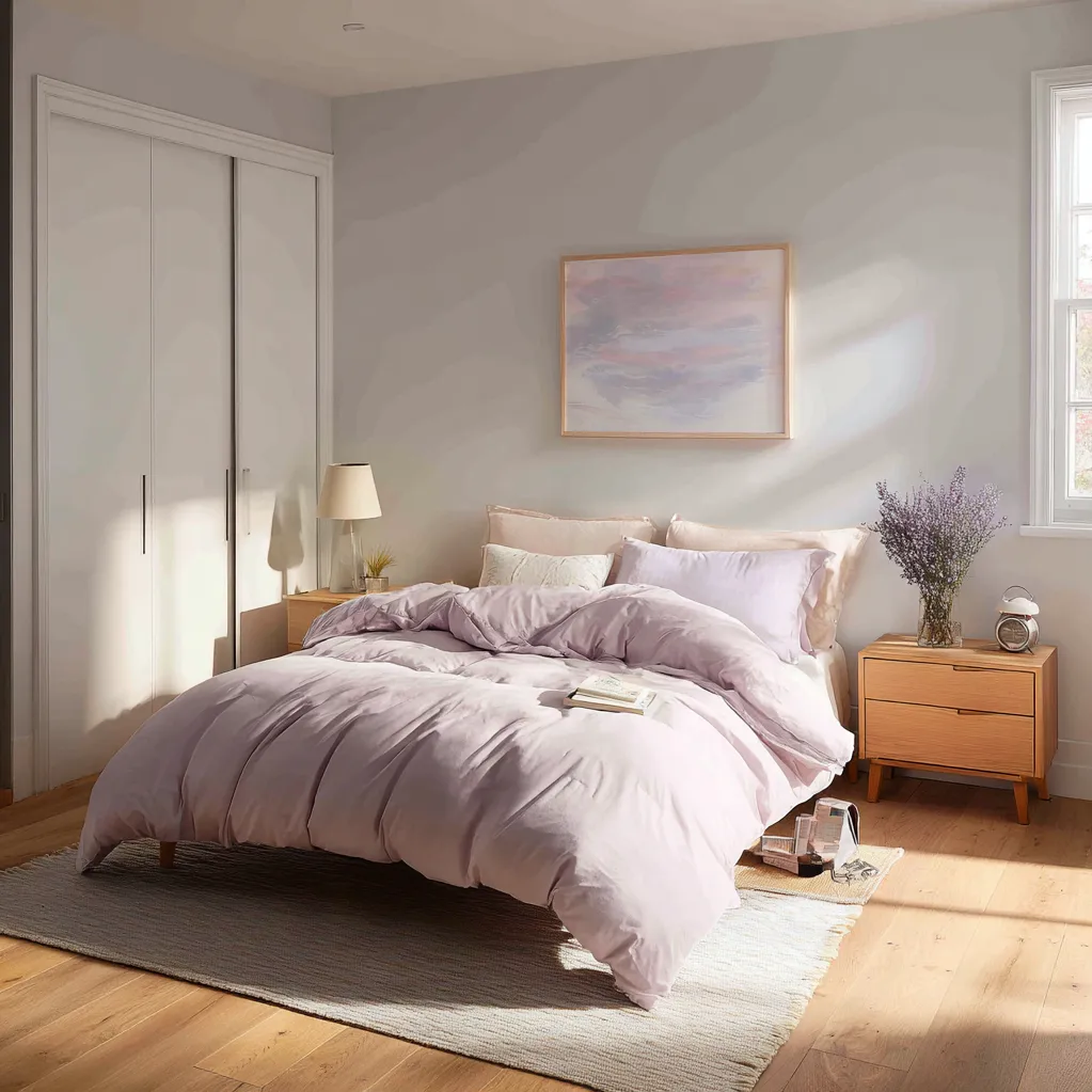 schlafzimmer pastelllila