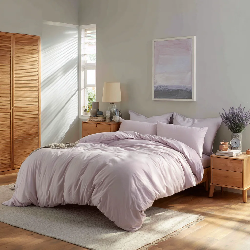 schlafzimmer pastelllila