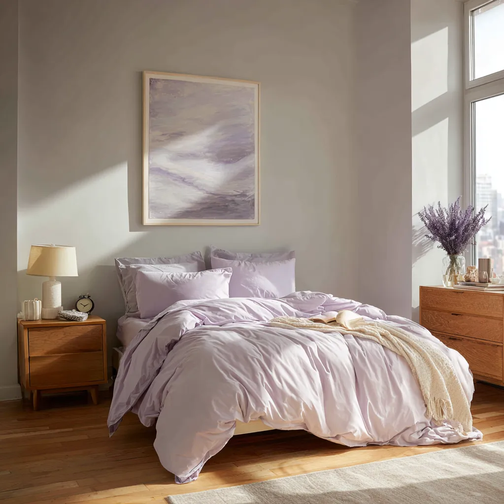 schlafzimmer pastelllila