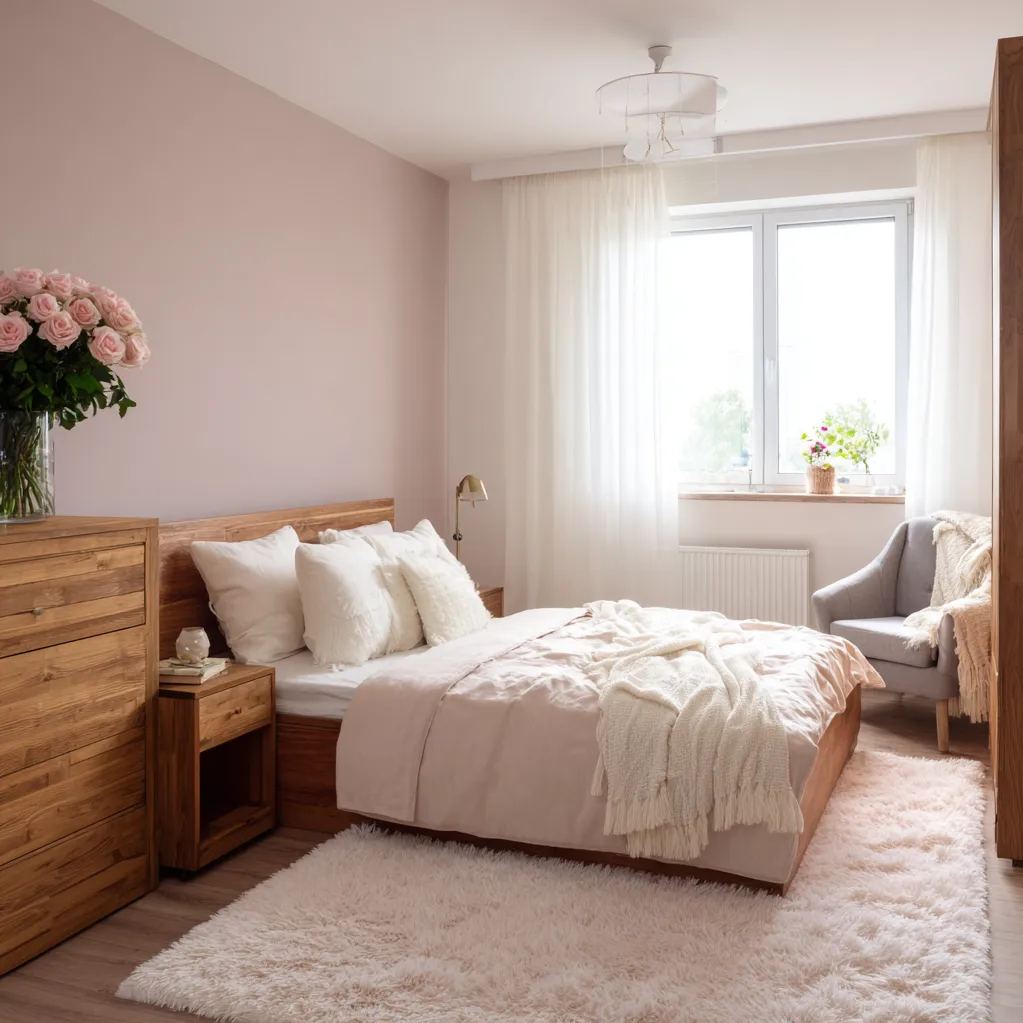 schlafzimmer rosenrot