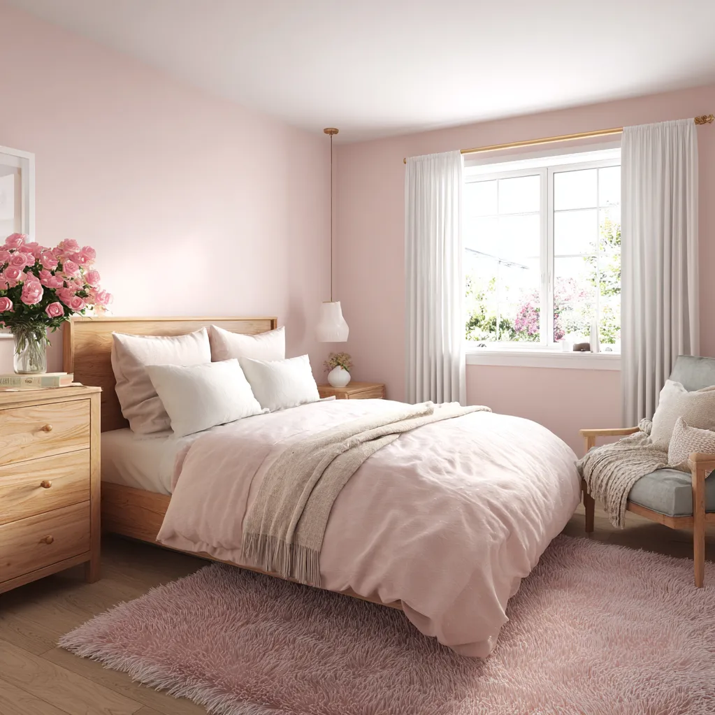 schlafzimmer rosenrot