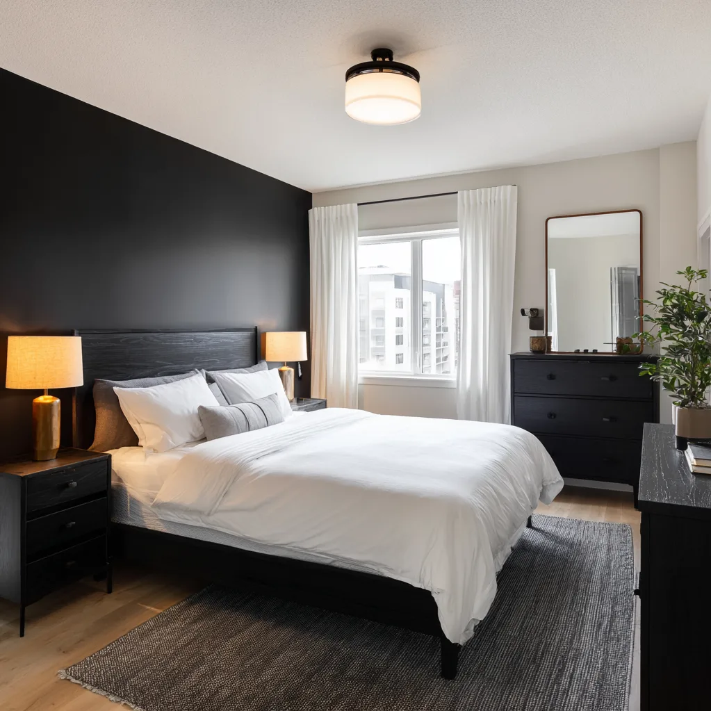 schlafzimmer schwarz