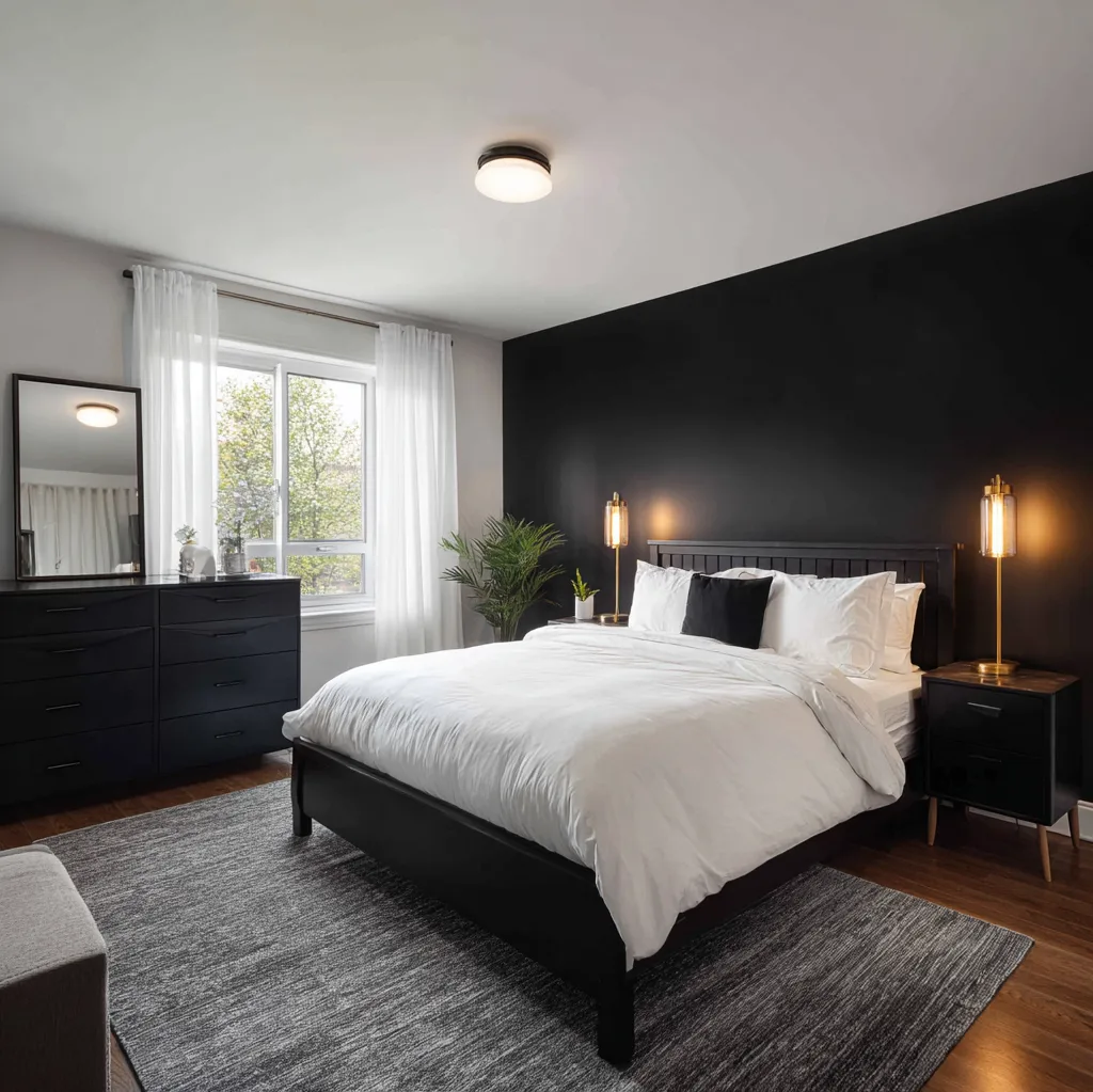 schlafzimmer schwarz