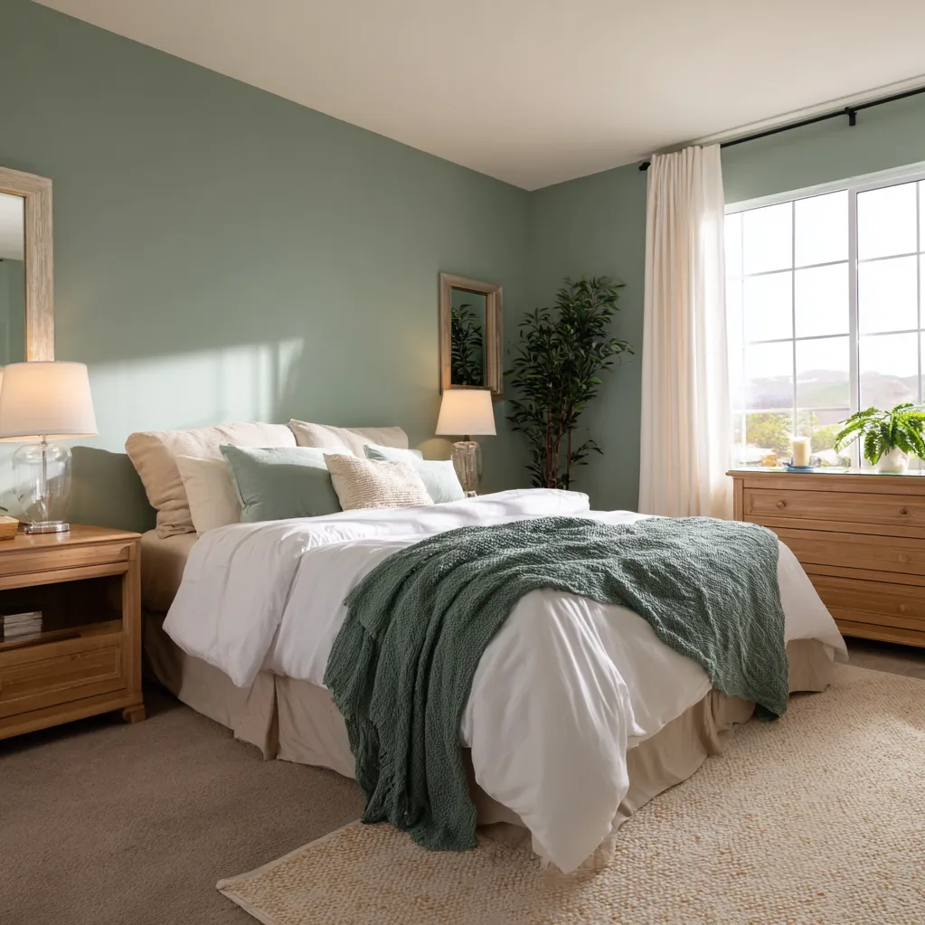 schlafzimmer seegrün