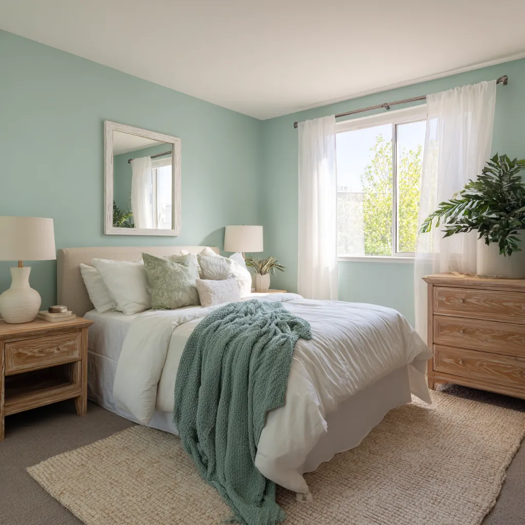 schlafzimmer seegrün