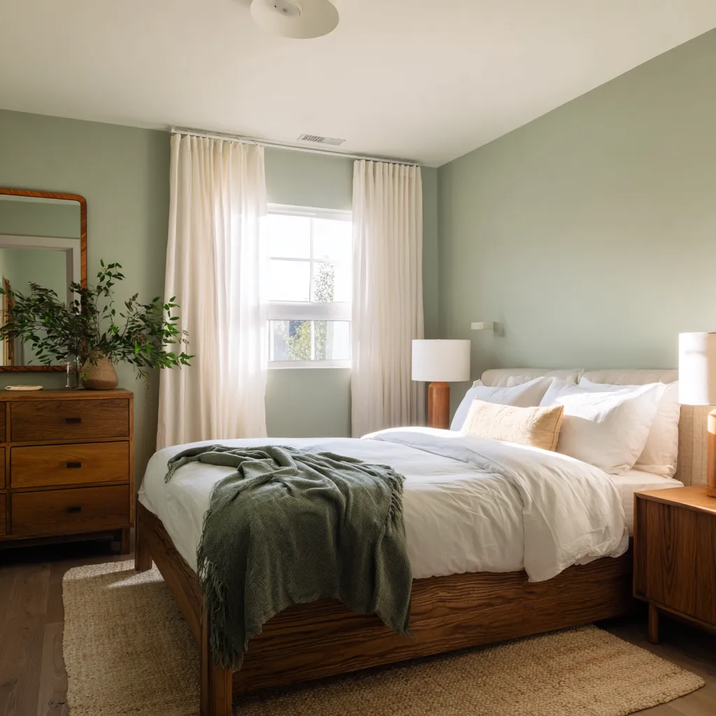 schlafzimmer seegrün