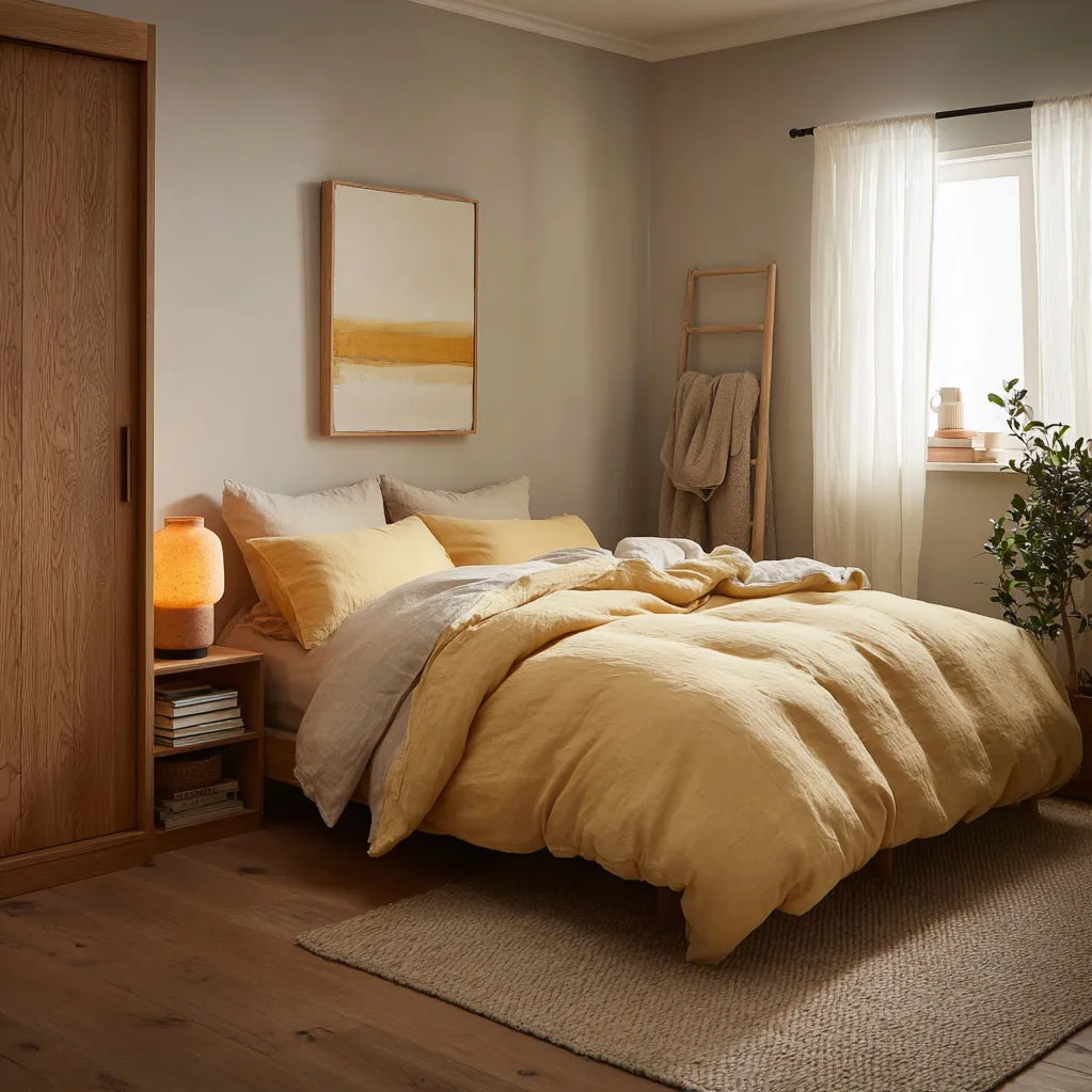 schlafzimmer senfgelb