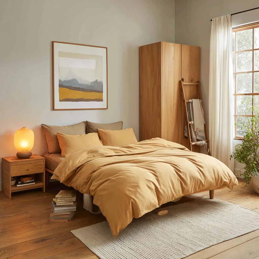 schlafzimmer senfgelb