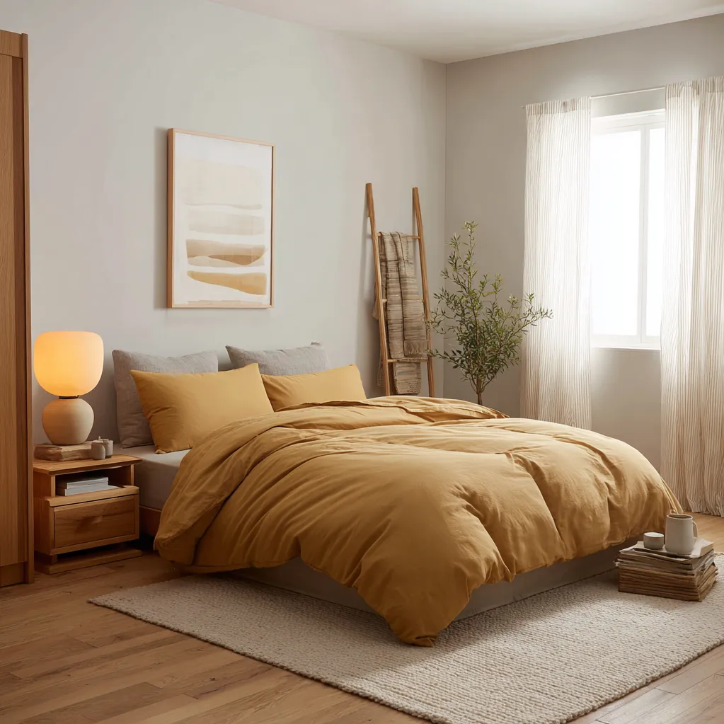 schlafzimmer senfgelb