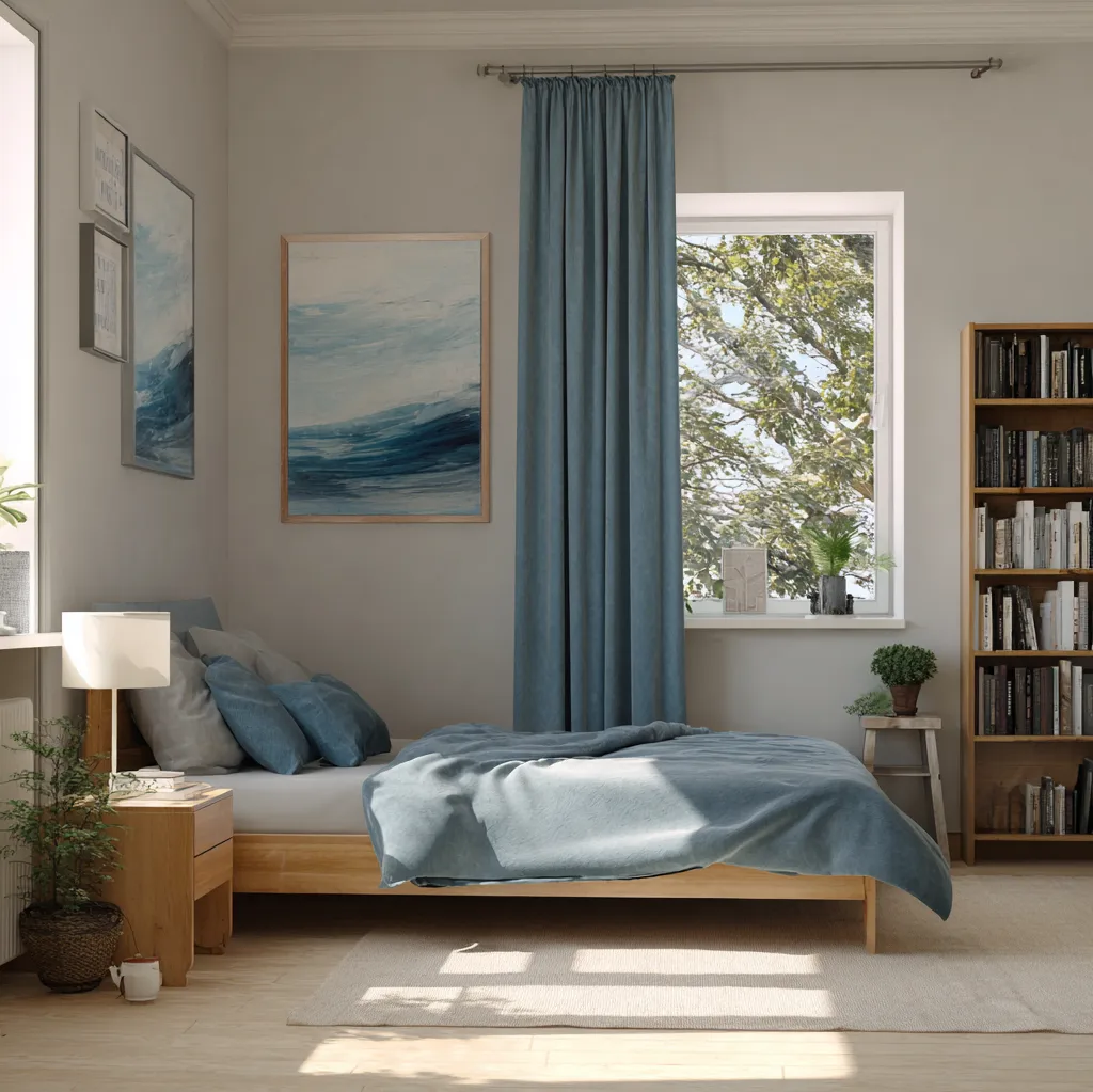 schlafzimmer stahlblau