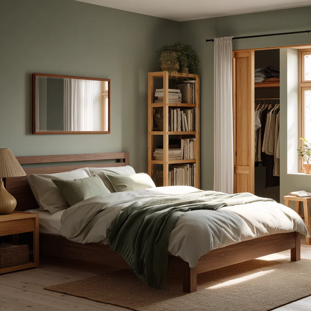 schlafzimmer waldgrün