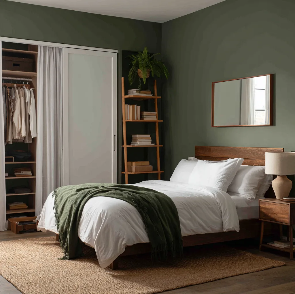 schlafzimmer waldgrün