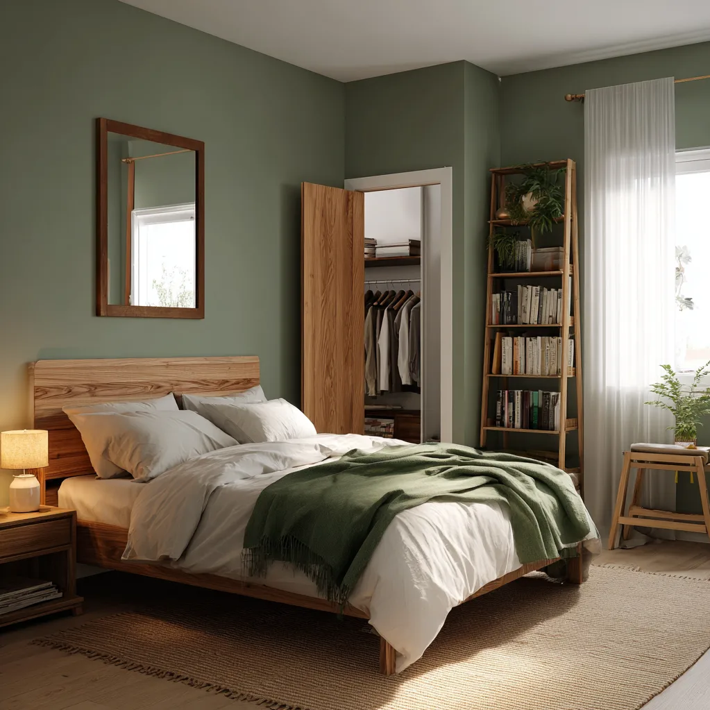 schlafzimmer waldgrün