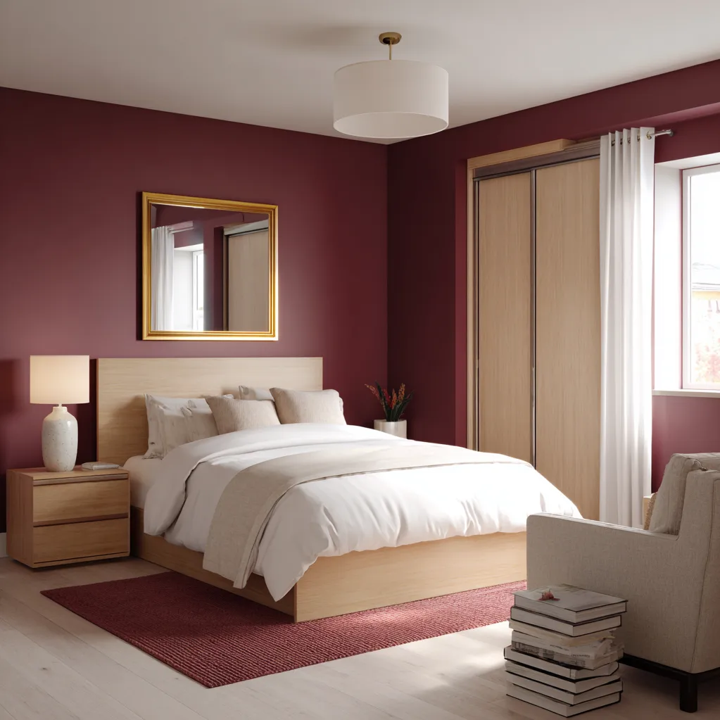 schlafzimmer weinrot